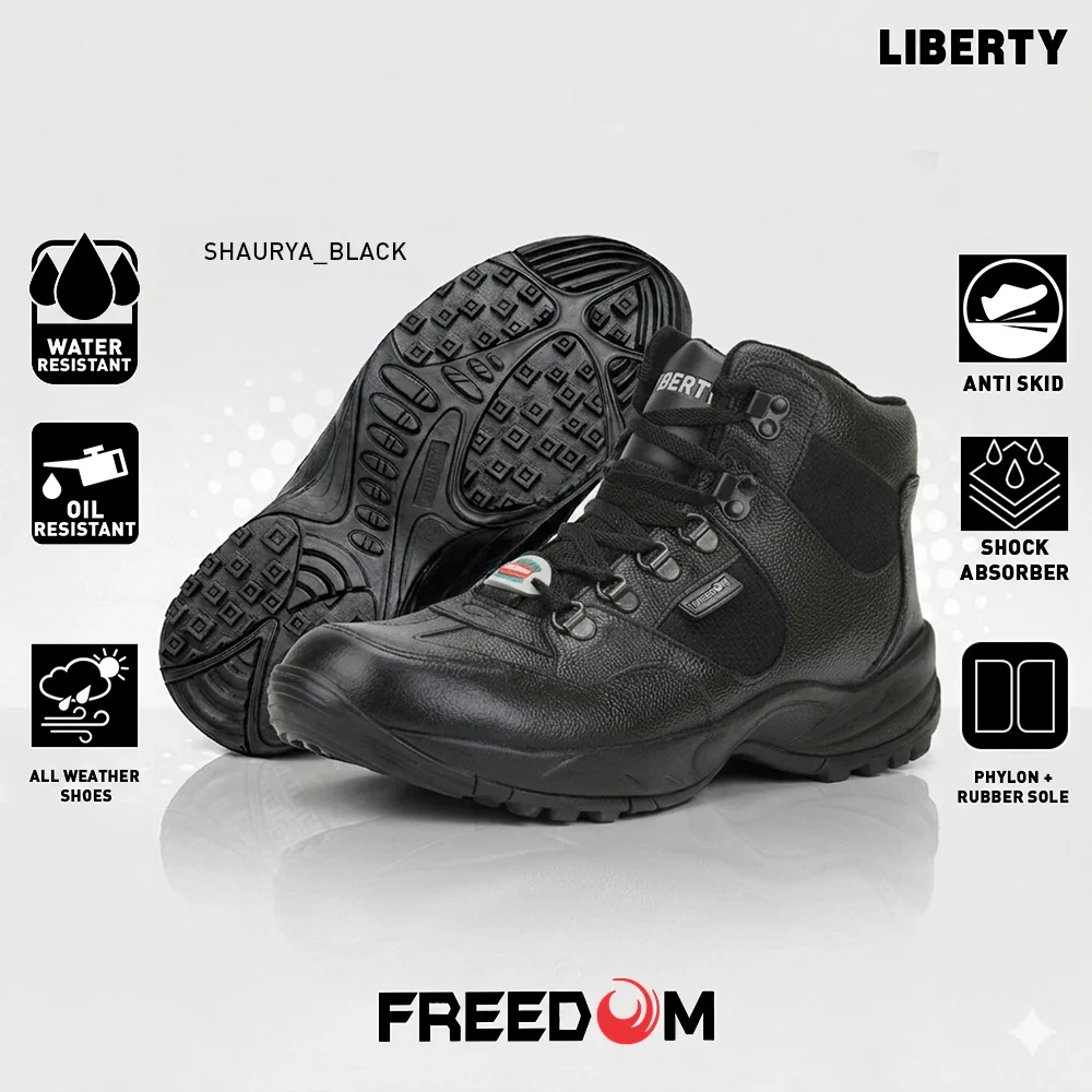 Freedom Casual (Black) Defence Hiking/Trekking Ankle Shoes SHAURYA By Liberty - Image 2