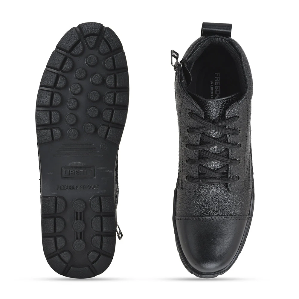 Freedom Casual (Black) POLICE Leather High Ankle Boot with ZIP VEER-2 By Liberty - Image 3