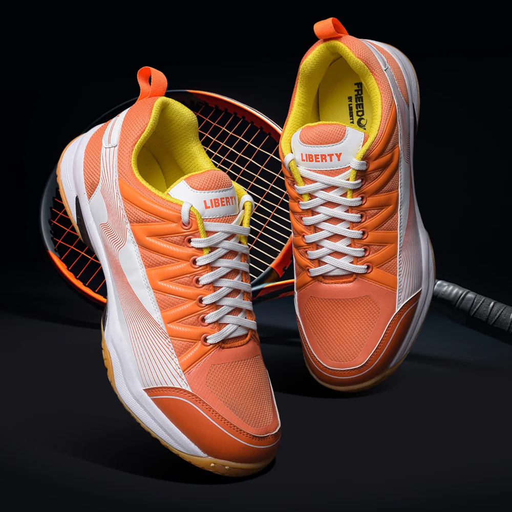 FREEDOM Orange Sports Non-Marking Paddle/Pickleball & Badminton Shoes For Men GRIPPER-01 By Liberty - Image 4