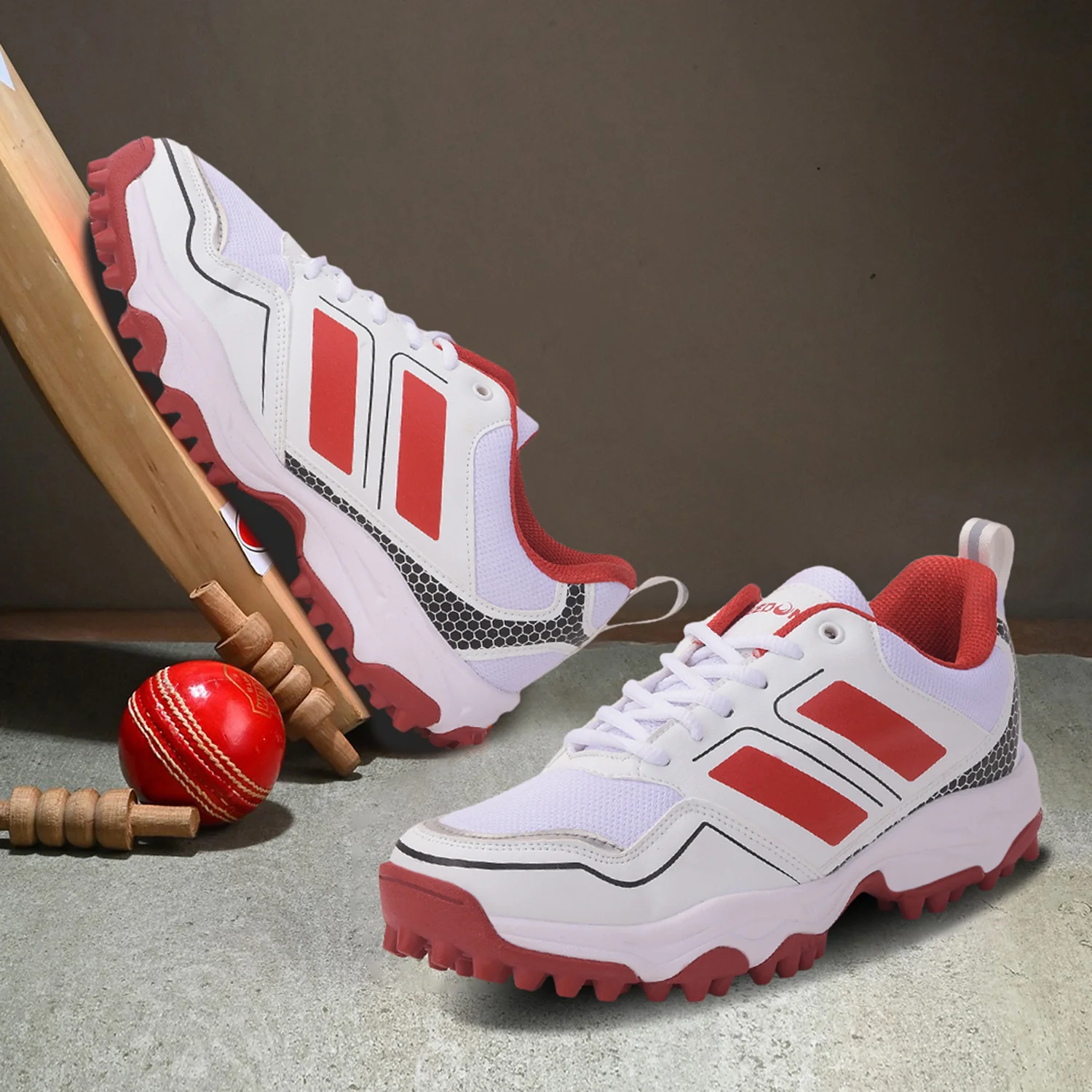 FREEDOM Red Sports Lace-Up Cricket Shoes For Men POWERPLAY By Liberty - Image 4