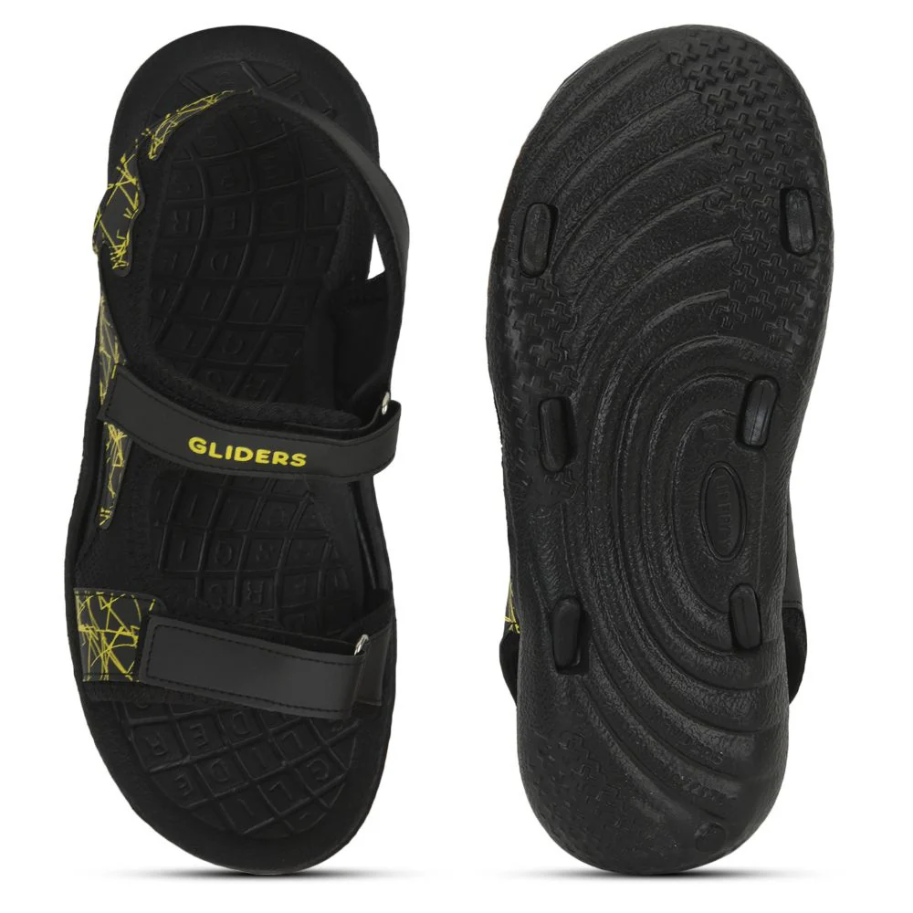 Gliders (Black) Casual Sandals For Men JOCKEY-E By Liberty - Image 3
