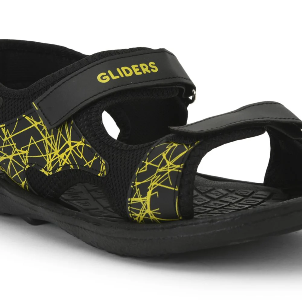 Gliders (Black) Casual Sandals For Men JOCKEY-E By Liberty - Image 4