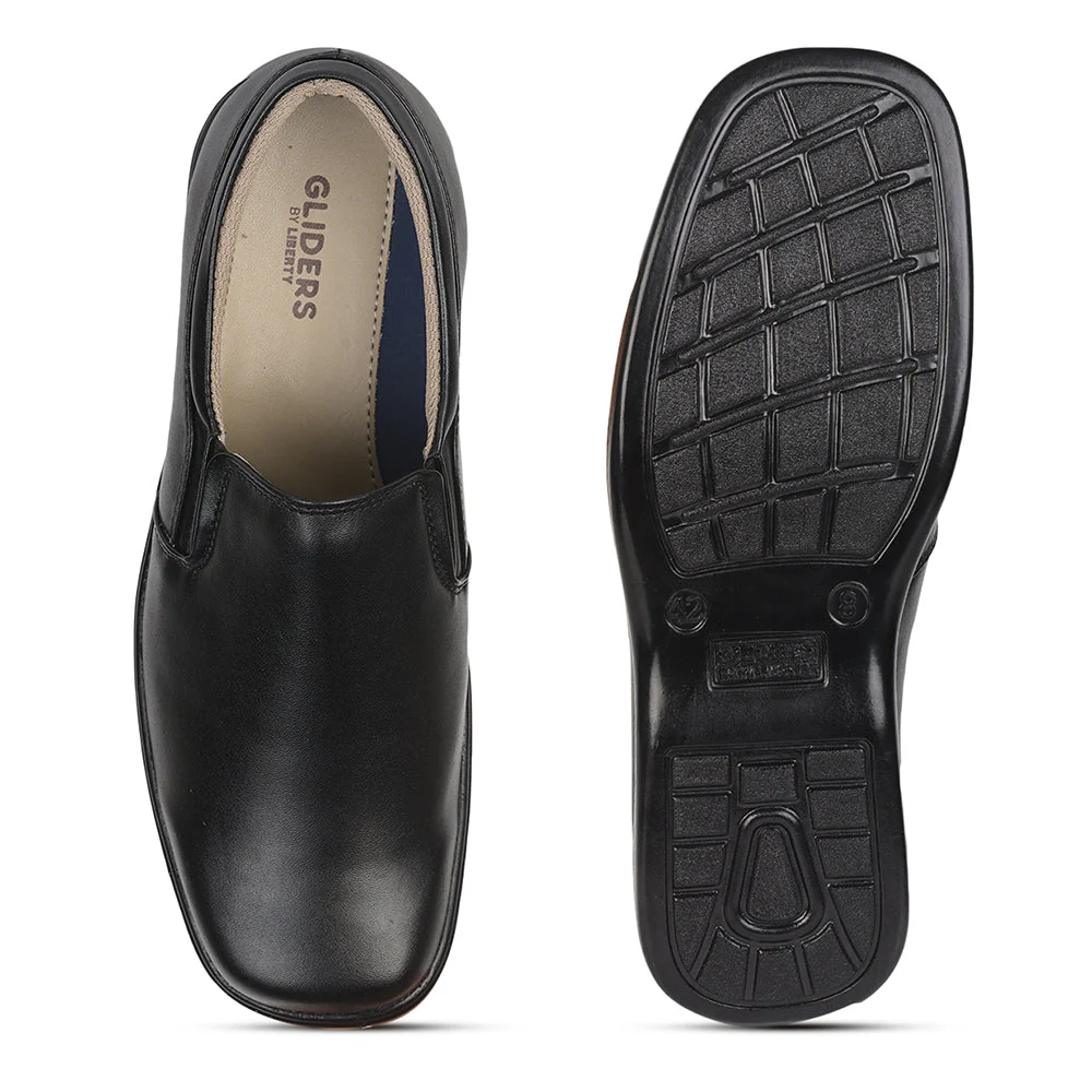Gliders (Black) Formal Slip on Shoes For Men 2042-01 By Liberty - Image 3