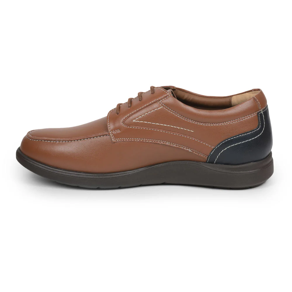Gliders (Tan) Formal Lace Up Derby Shoes For Men SYN-40 By Liberty - Image 3