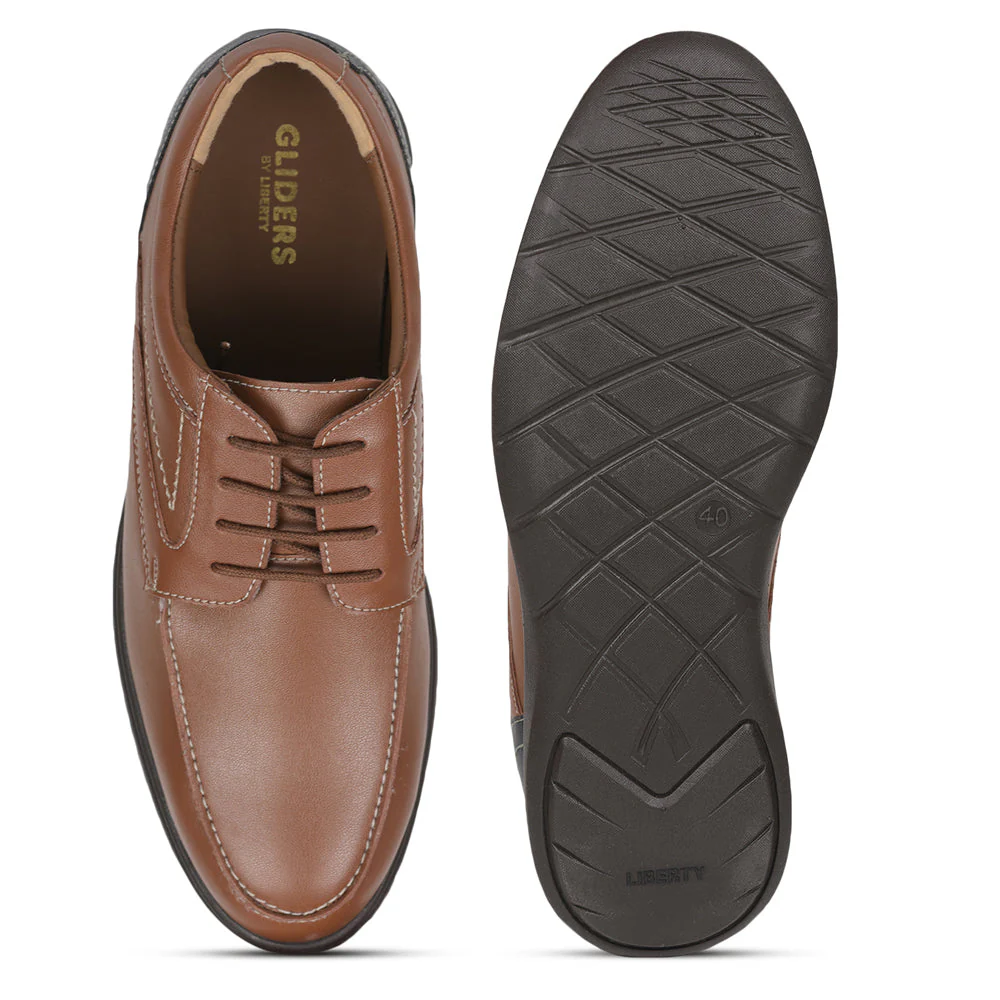Gliders (Tan) Formal Lace Up Derby Shoes For Men SYN-40 By Liberty - Image 6