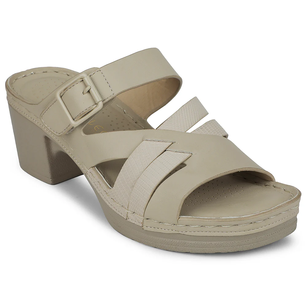 Healers Beige Block Heel Sandal For Women ZQ-FD-53 By Liberty