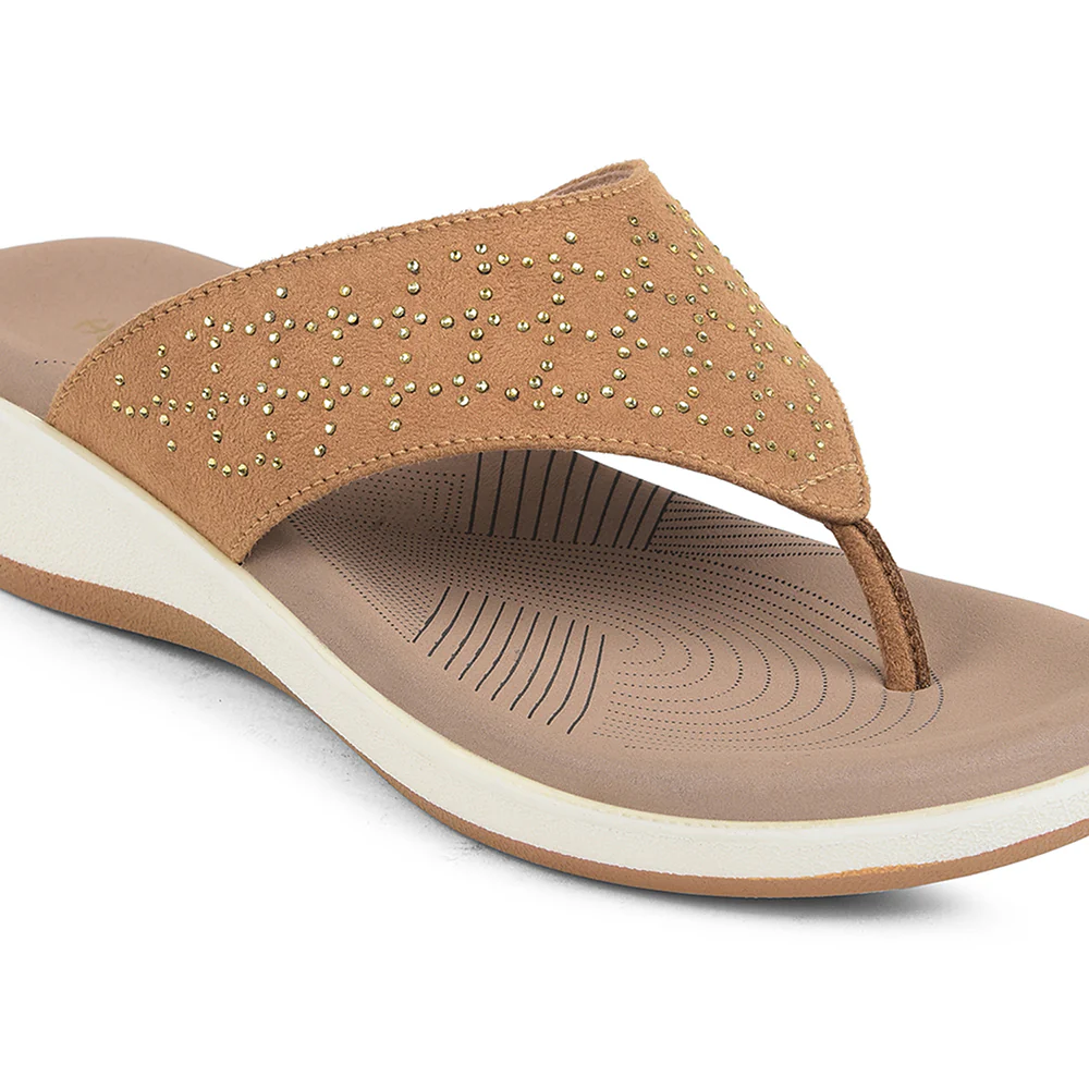 Healers Beige Casual Slipper For Women JFL-54 By Liberty - Image 5