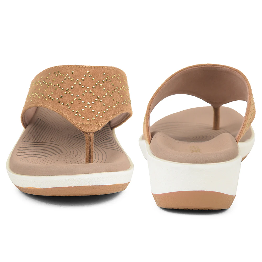 Healers Beige Casual Slipper For Women JFL-54 By Liberty - Image 6