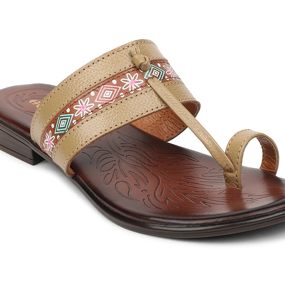 Healers Beige Casual Slipper For Women TLO-106 By Liberty - Image 4