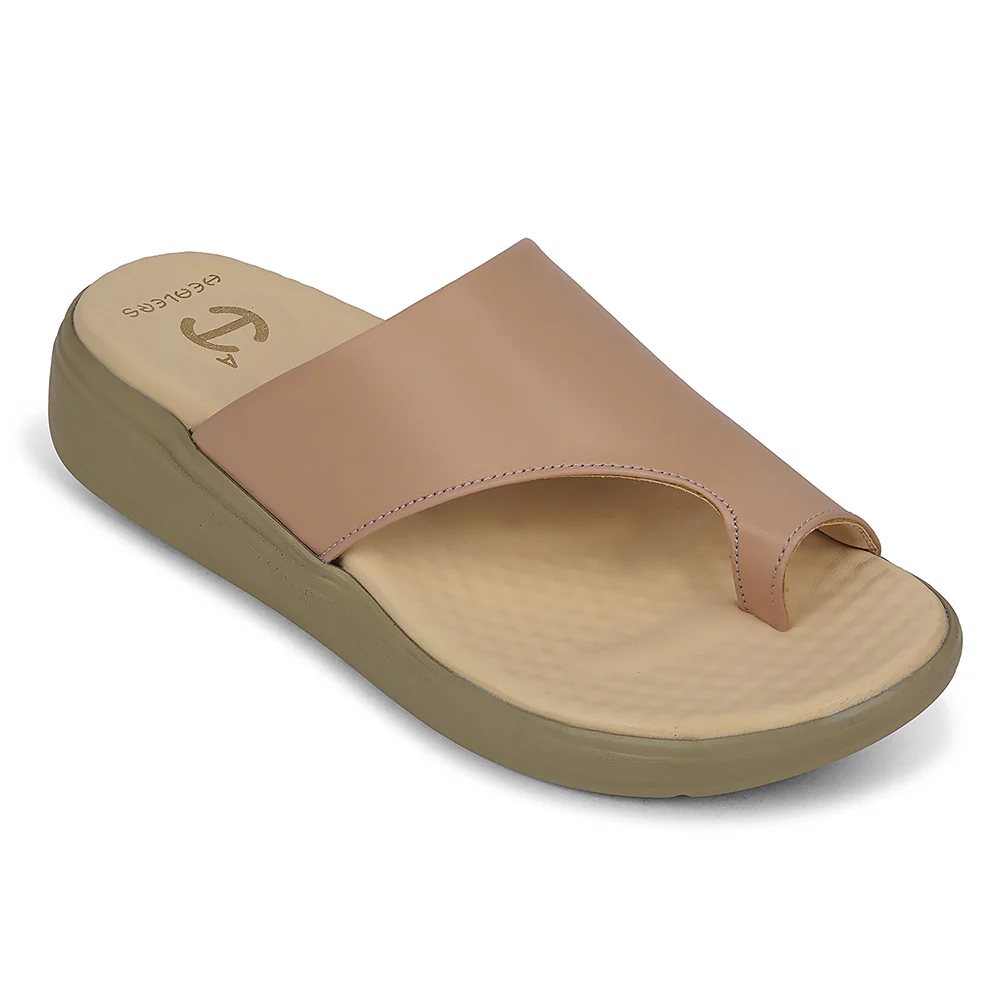 Healers Beige Casual Toe Ring Slipper For Women ZUBIE-3E By Liberty