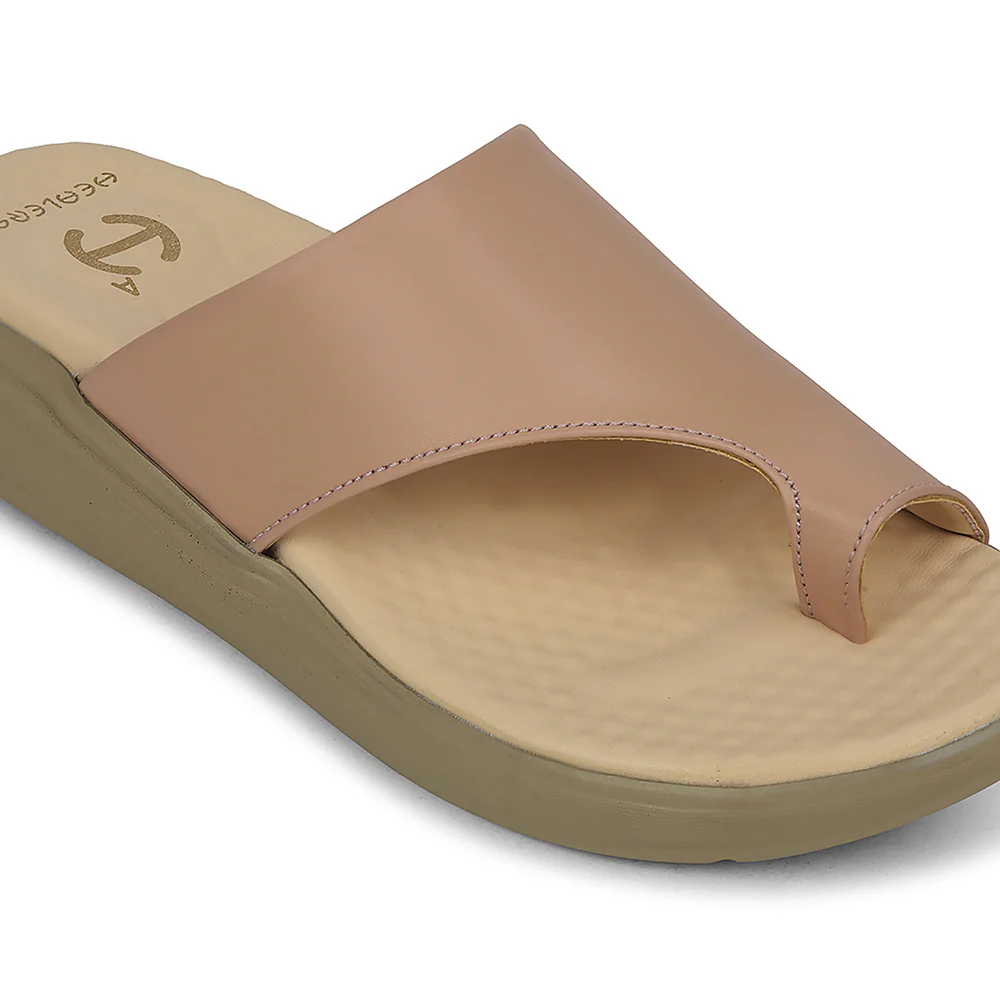 Healers Beige Casual Toe Ring Slipper For Women ZUBIE-3E By Liberty - Image 5