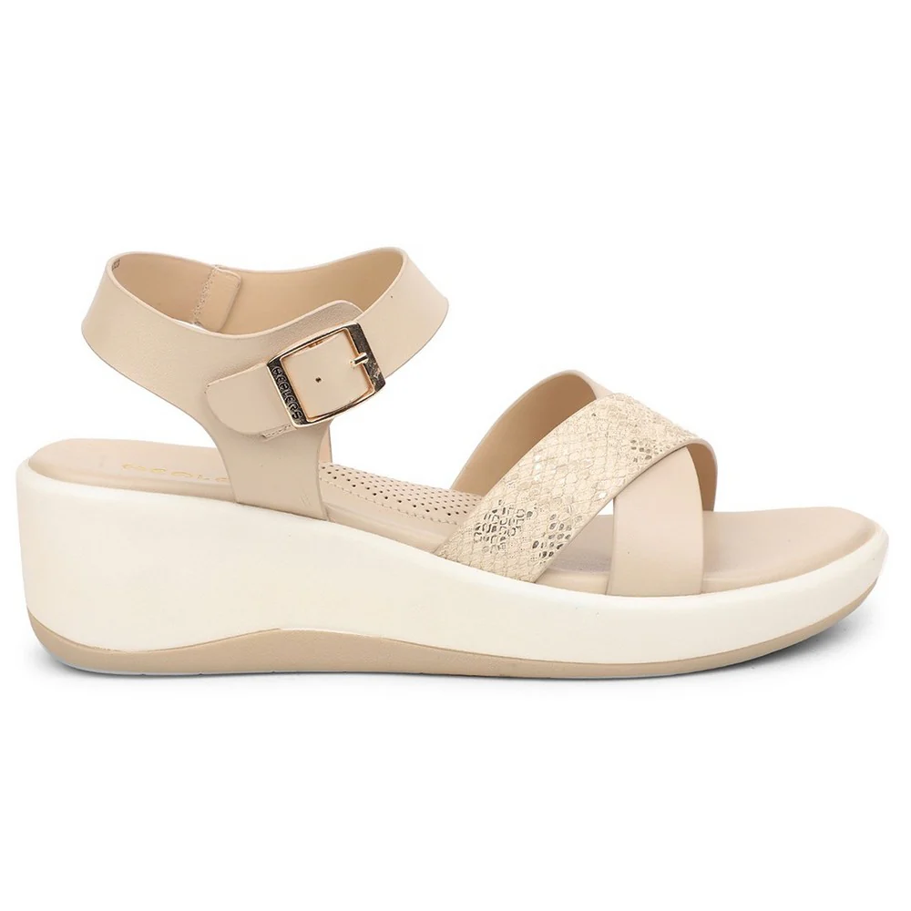 Healers Beige Casual Wedge Heel Sandal For Women SSAL-7 By Liberty - Image 2