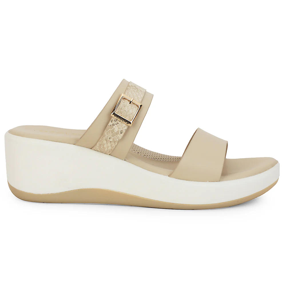 Healers Beige Casual Wedge Heel Sandal For Women SSAL-8 By Liberty - Image 2