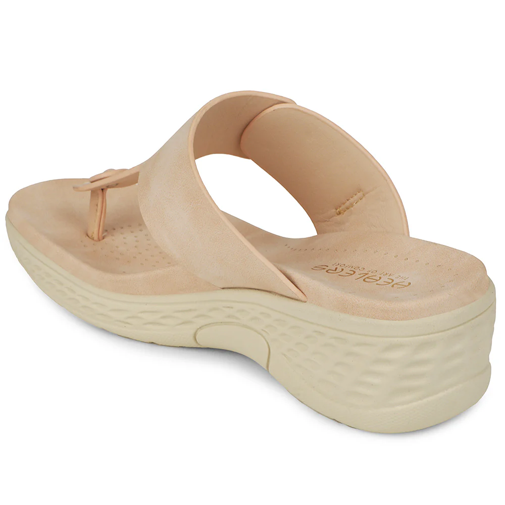 Healers Beige Wedge Heel Sandal For Women ZQ-FD-51 By Liberty - Image 4