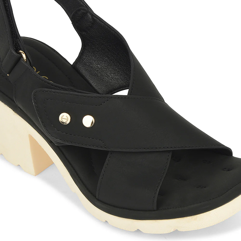 Healers Black Casual Block Heel Sandal For Women ZQ-DM-16 By Liberty - Image 4