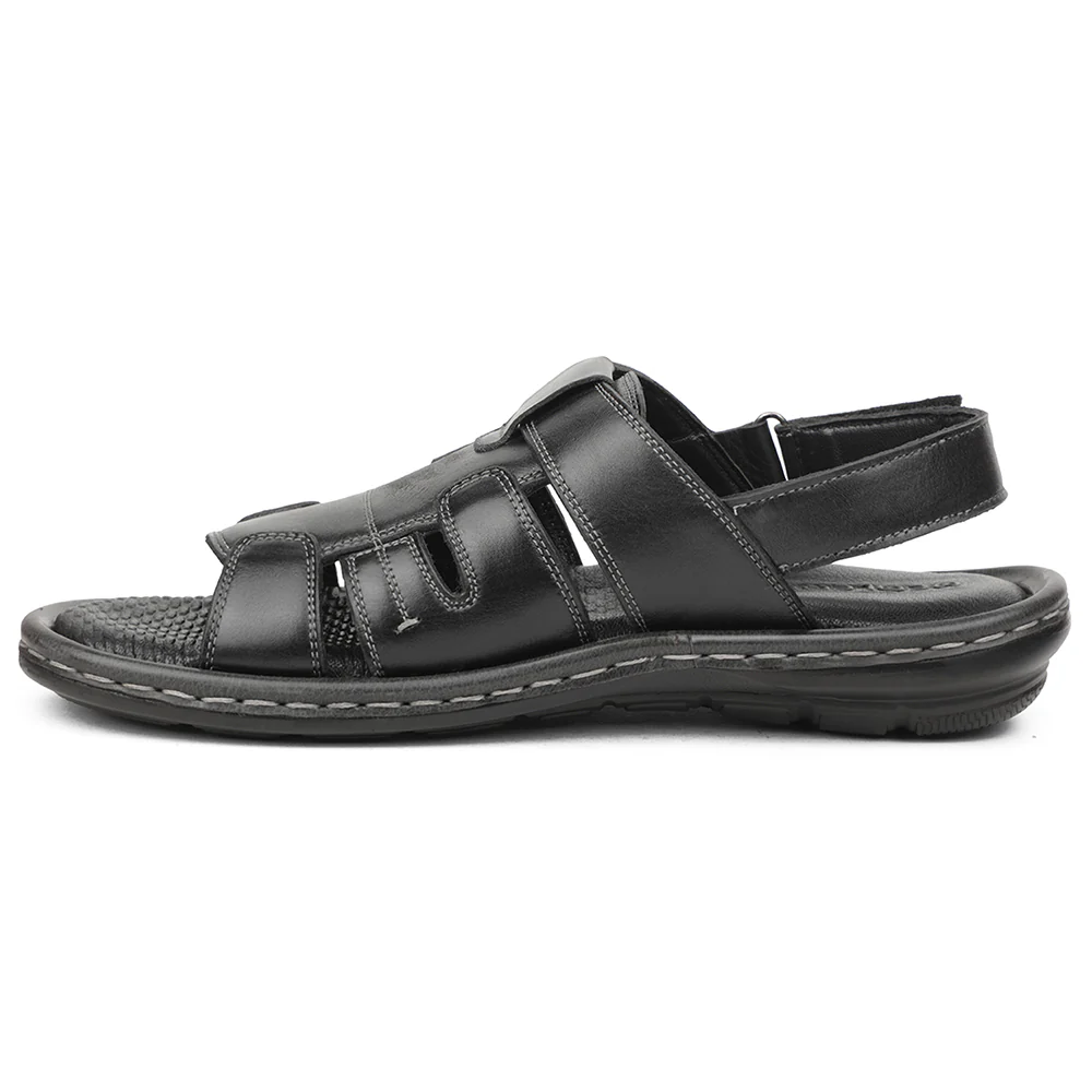 Healers Black Casual Flat Sandal For Men ASL-1 By Liberty - Image 3