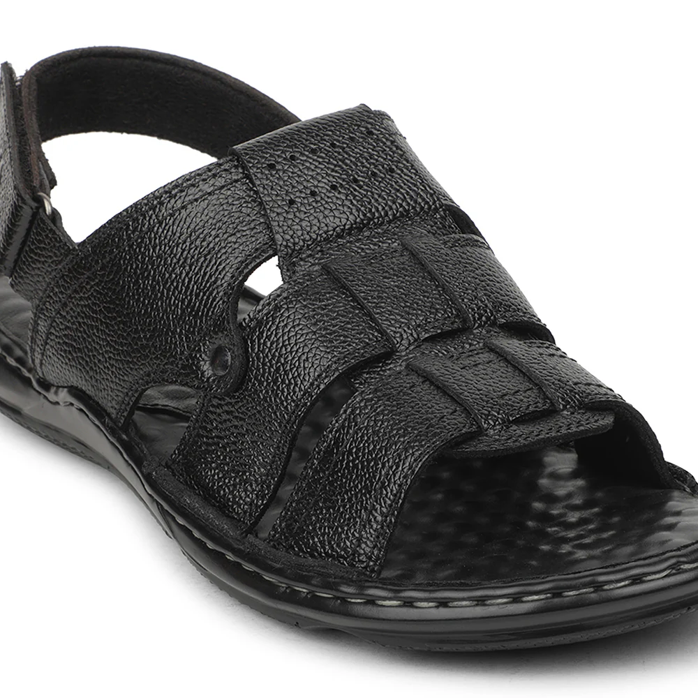 Healers Black Casual Flat Sandal For Men DSL-5 By Liberty - Image 5