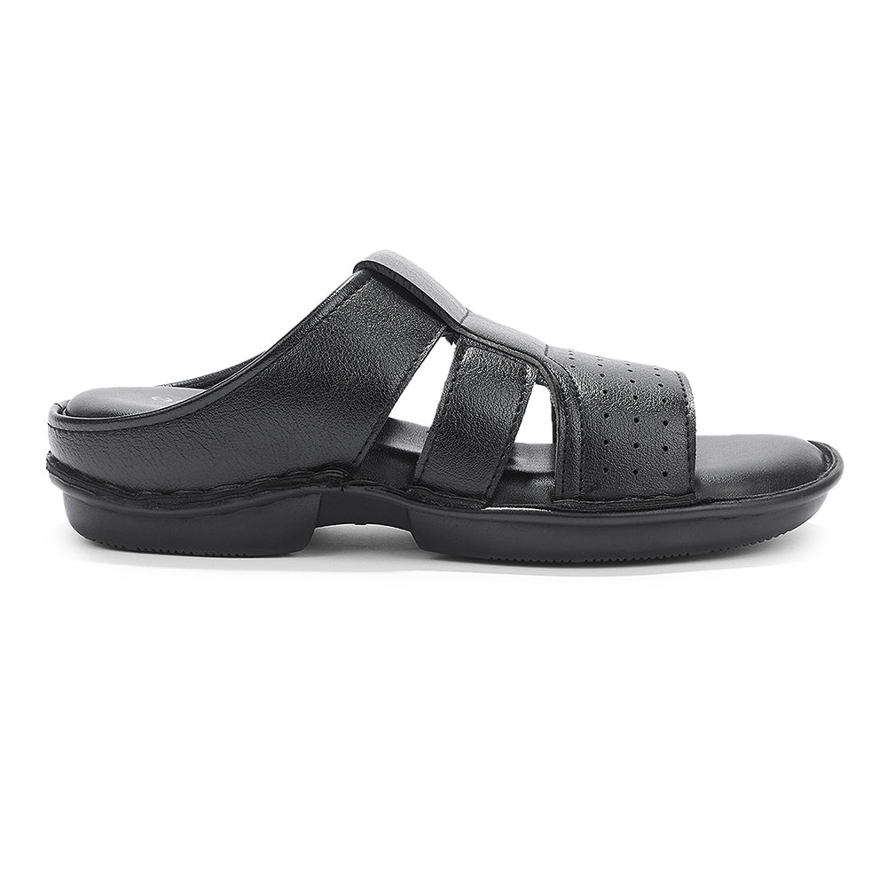 Healers Black Casual Flat Sandal For Men VAL-31E By Liberty - Image 3