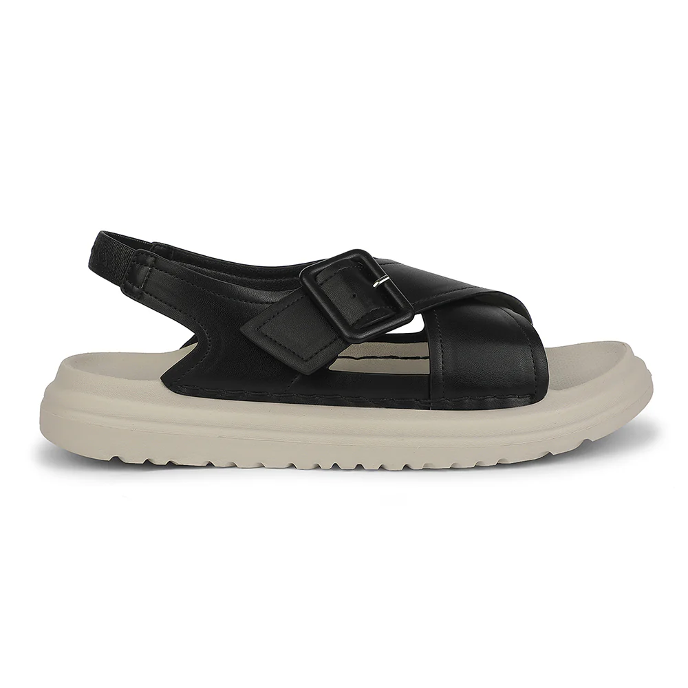 Healers Black Casual Flat Sandal for Women ZQ-DMSN-06 by Liberty - Image 2