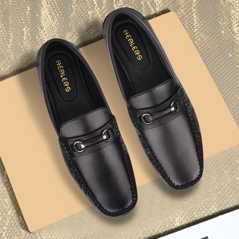 Healers Black Casual Loafers For Men OSL-31 By Liberty - Image 4