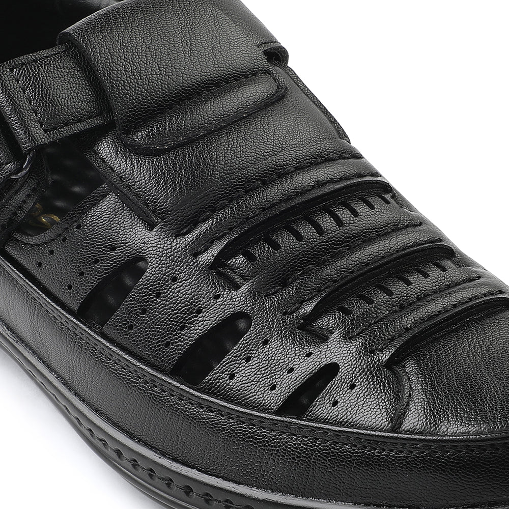 Healers Black Casual Sandal For Men ERL-19 By Liberty - Image 6