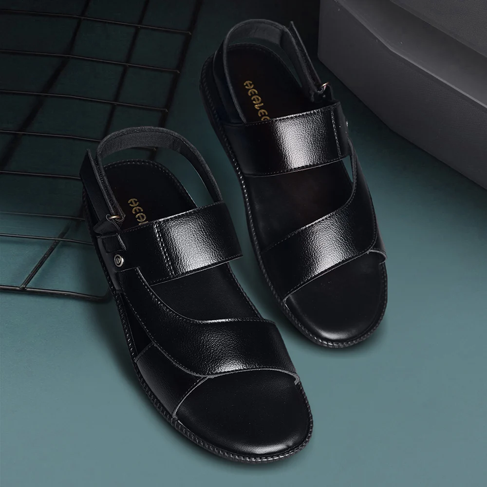 Healers Black Casual Sandal For Men VCL-103 By Liberty - Image 4