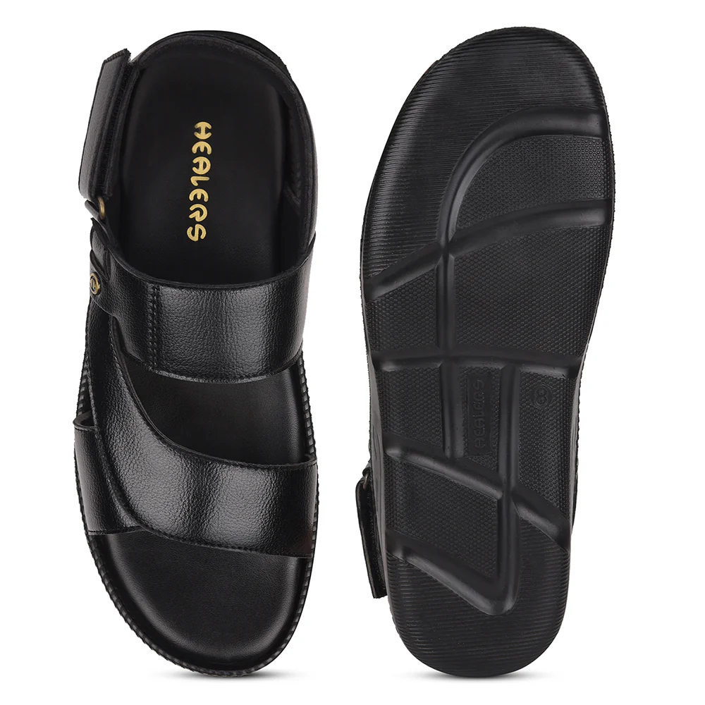 Healers Black Casual Sandal For Men VCL-103 By Liberty - Image 6