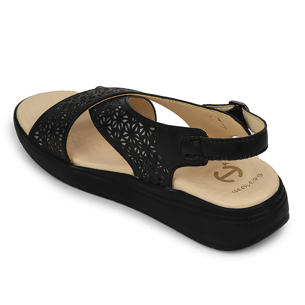 Healers Black Casual Sandal For Women ZUBIE-7E By Liberty - Image 6