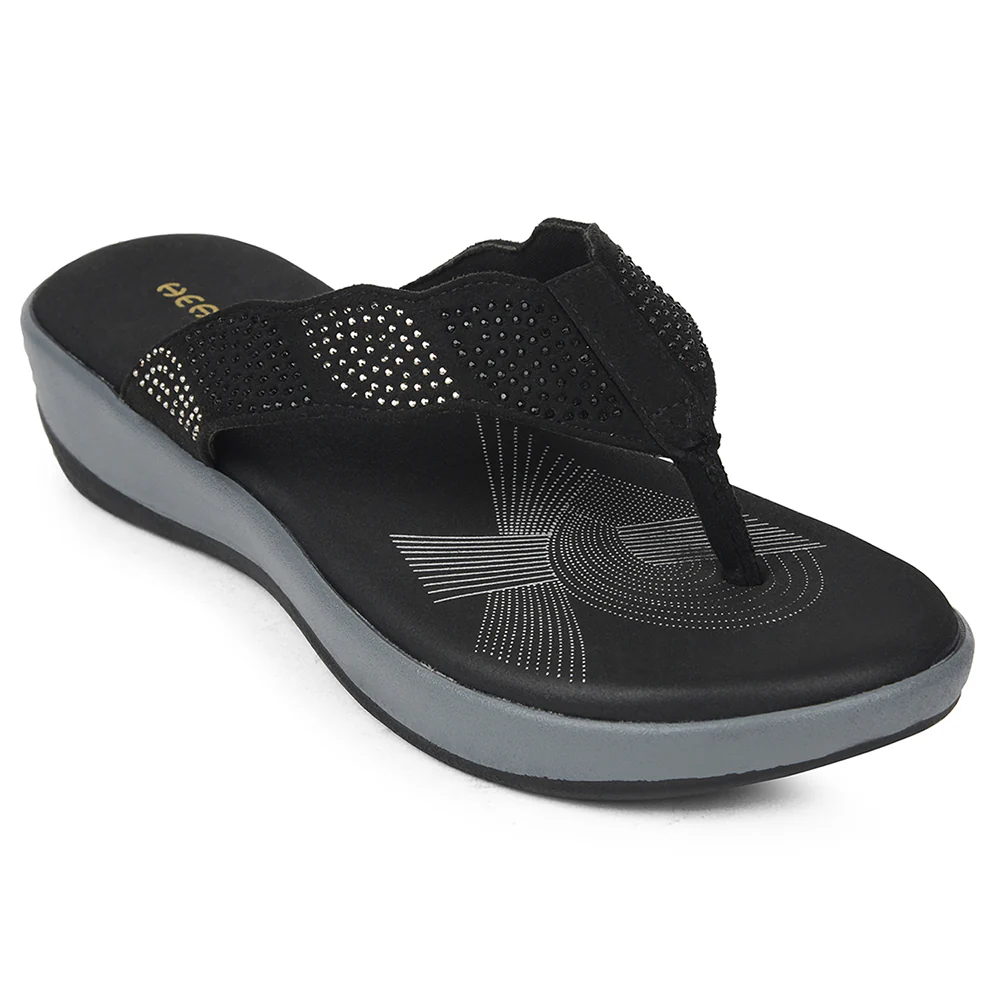 Healers Black Casual Slipper For Women JJL-13 By Liberty
