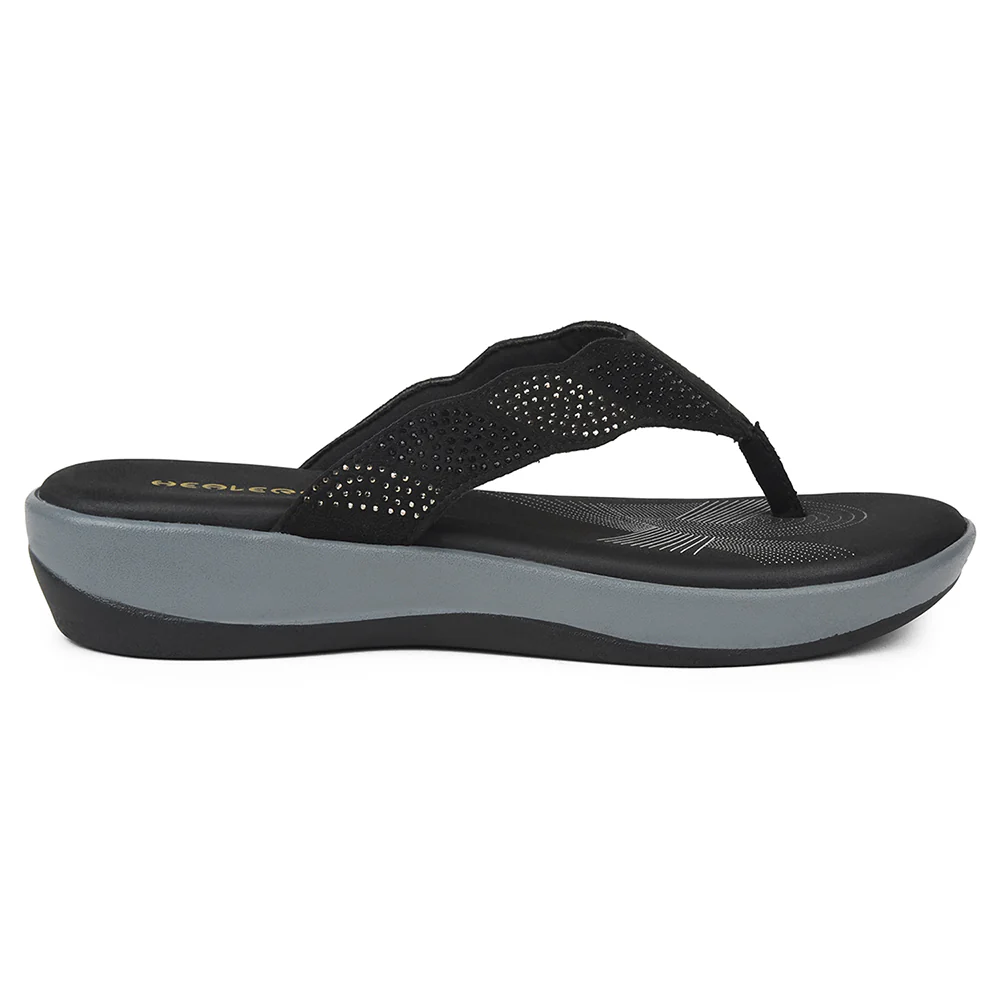 Healers Black Casual Slipper For Women JJL-13 By Liberty - Image 2