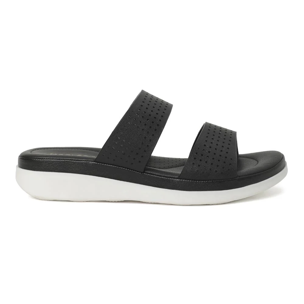 Healers Black Casual Slippers For Women JD-38 By Liberty - Image 2