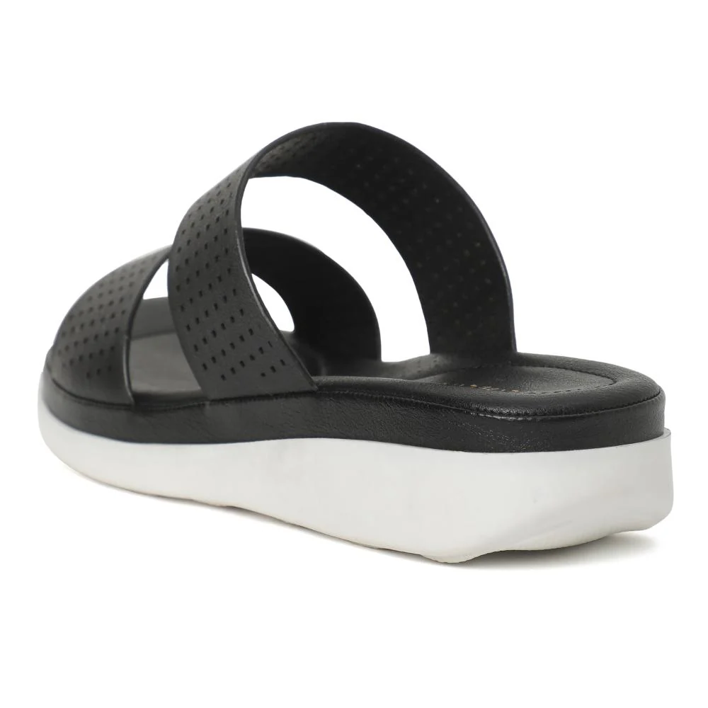 Healers Black Casual Slippers For Women JD-38 By Liberty - Image 3