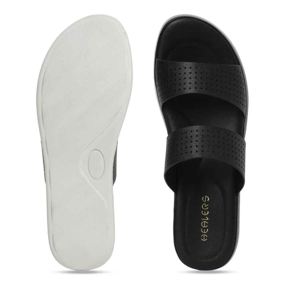 Healers Black Casual Slippers For Women JD-38 By Liberty - Image 4