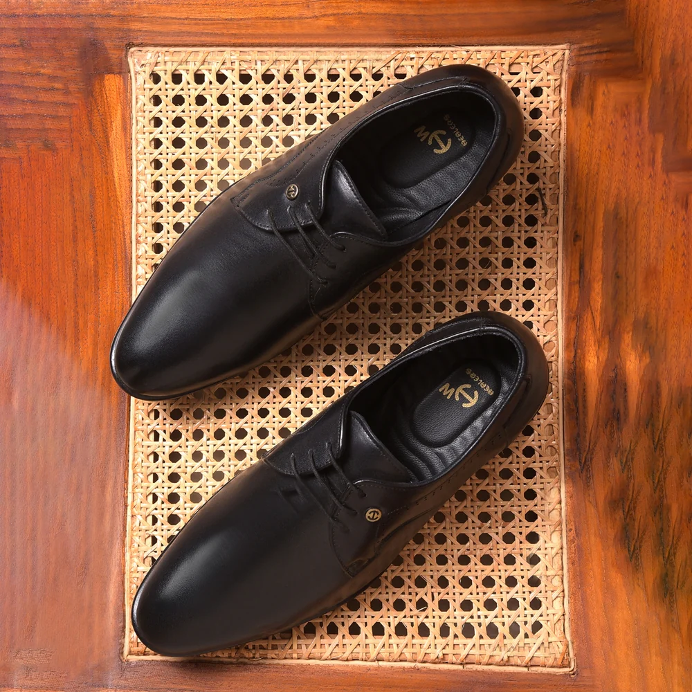 Healers Black Formal Lacing Derby Shoes For Men SCL-12 By Liberty - Image 4