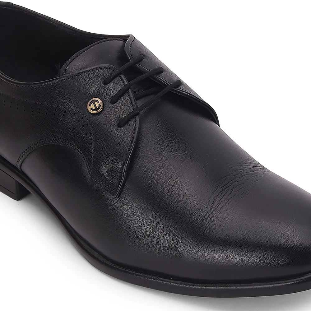 Healers Black Formal Lacing Derby Shoes For Men SCL-12 By Liberty - Image 5