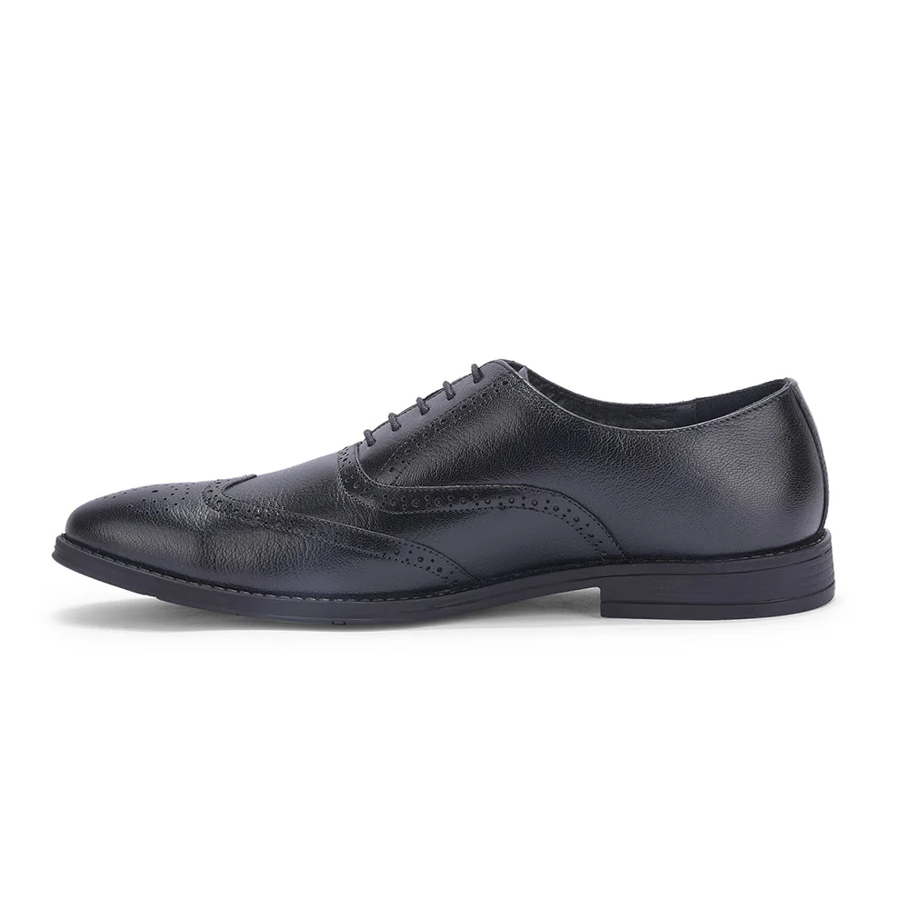 Healers Black Formal Lacing Oxford Shoes For Men SAGAR-15 By Liberty - Image 3
