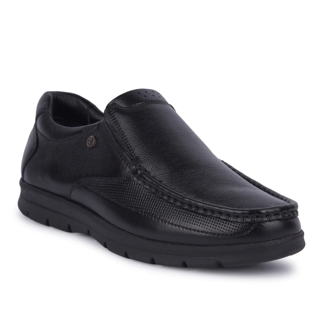 Healers Black Formal Non Lacing Moccasin For Men OSL-22 By Liberty