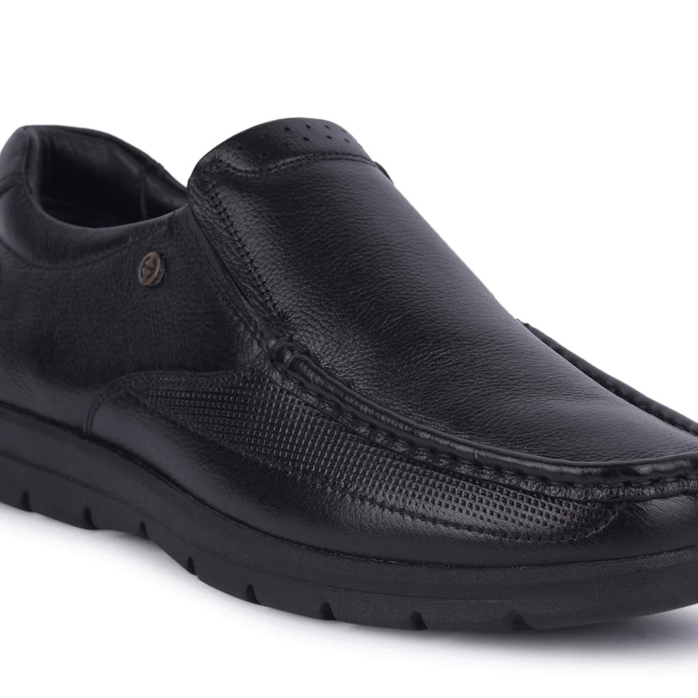 Healers Black Formal Non Lacing Moccasin For Men OSL-22 By Liberty - Image 5