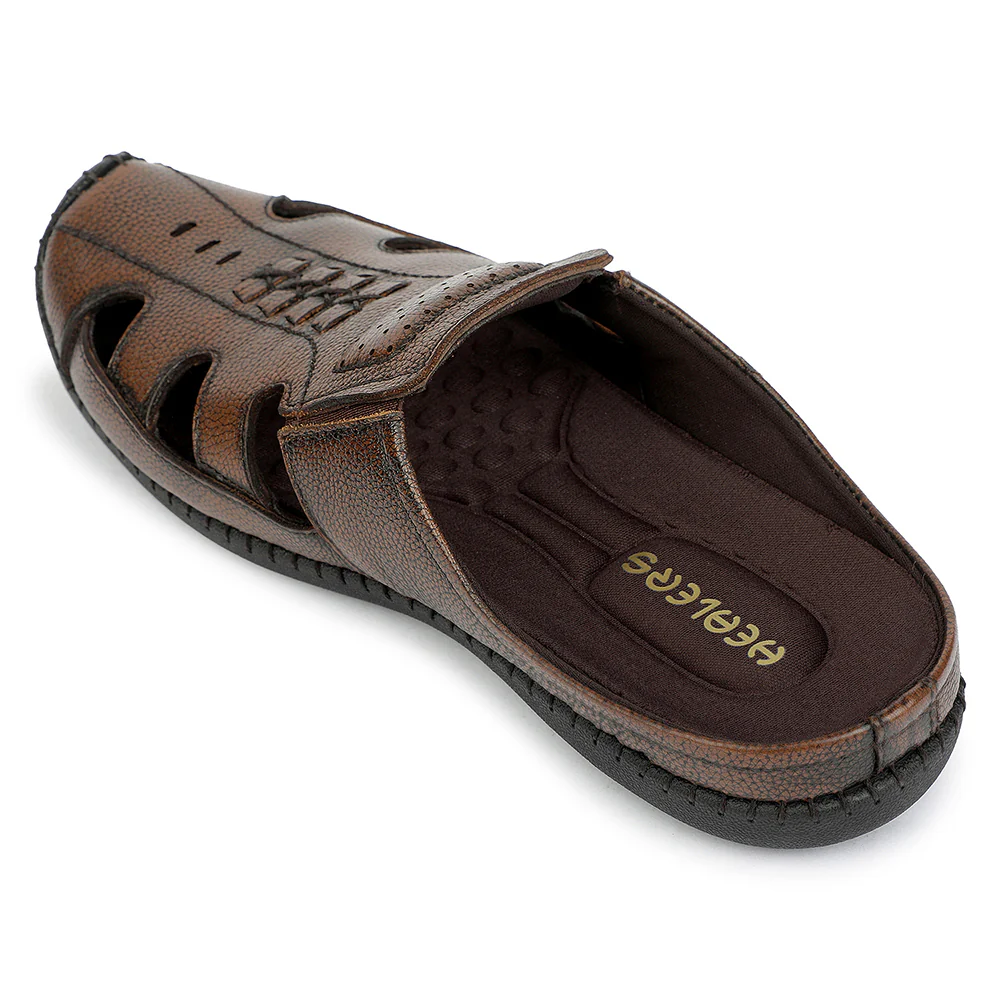 Healers Brown Casual Non Lacing Mules for Men ASL-12 by Liberty - Image 3