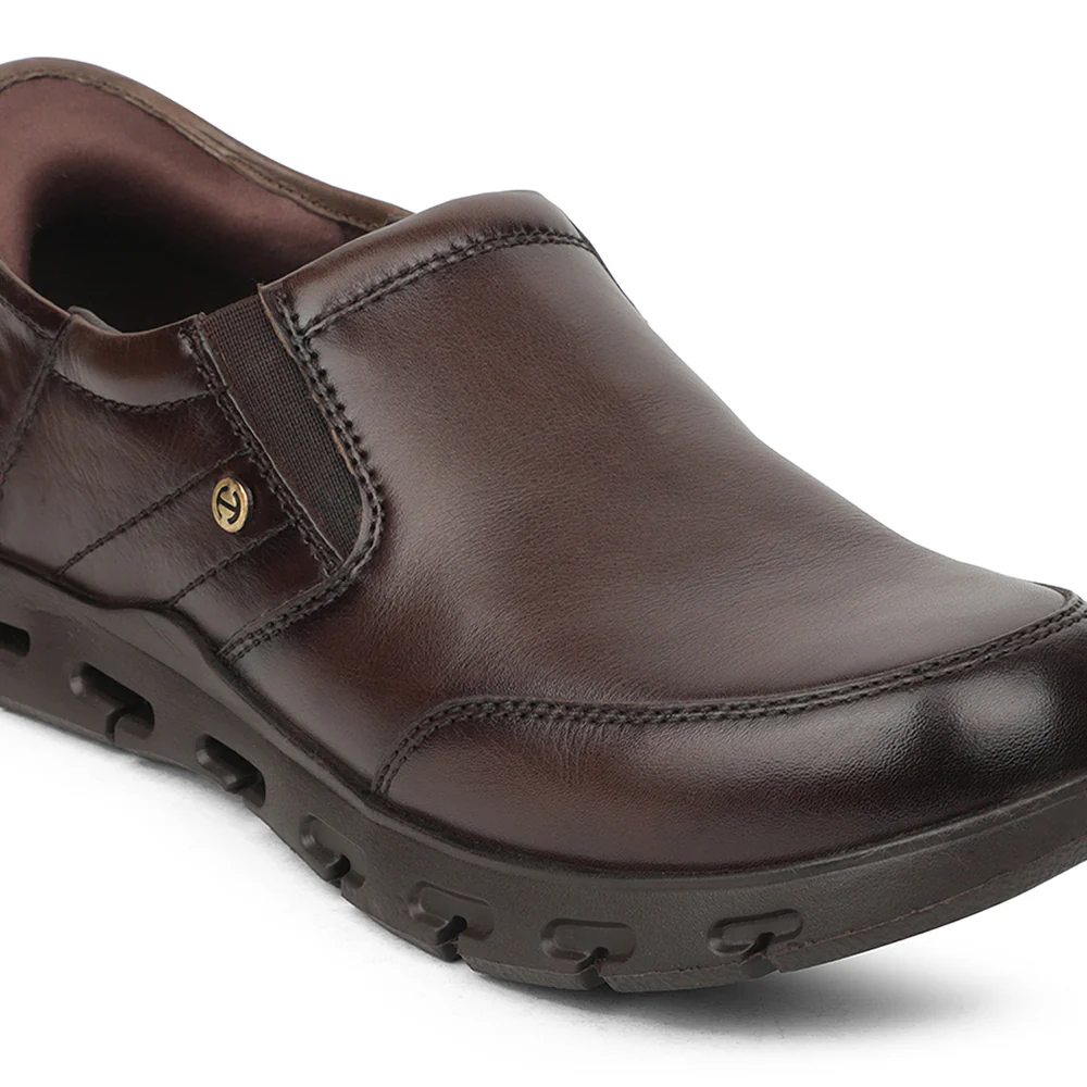 Healers Brown Casual Non Lacing Shoes For Men ASF-2 By Liberty - Image 4