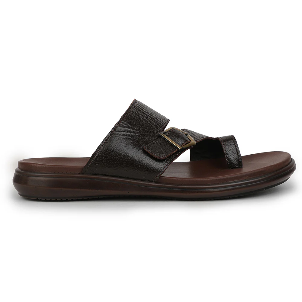 Healers Brown Casual Toe Ring Slipper For Men MDL-10E By Liberty - Image 2