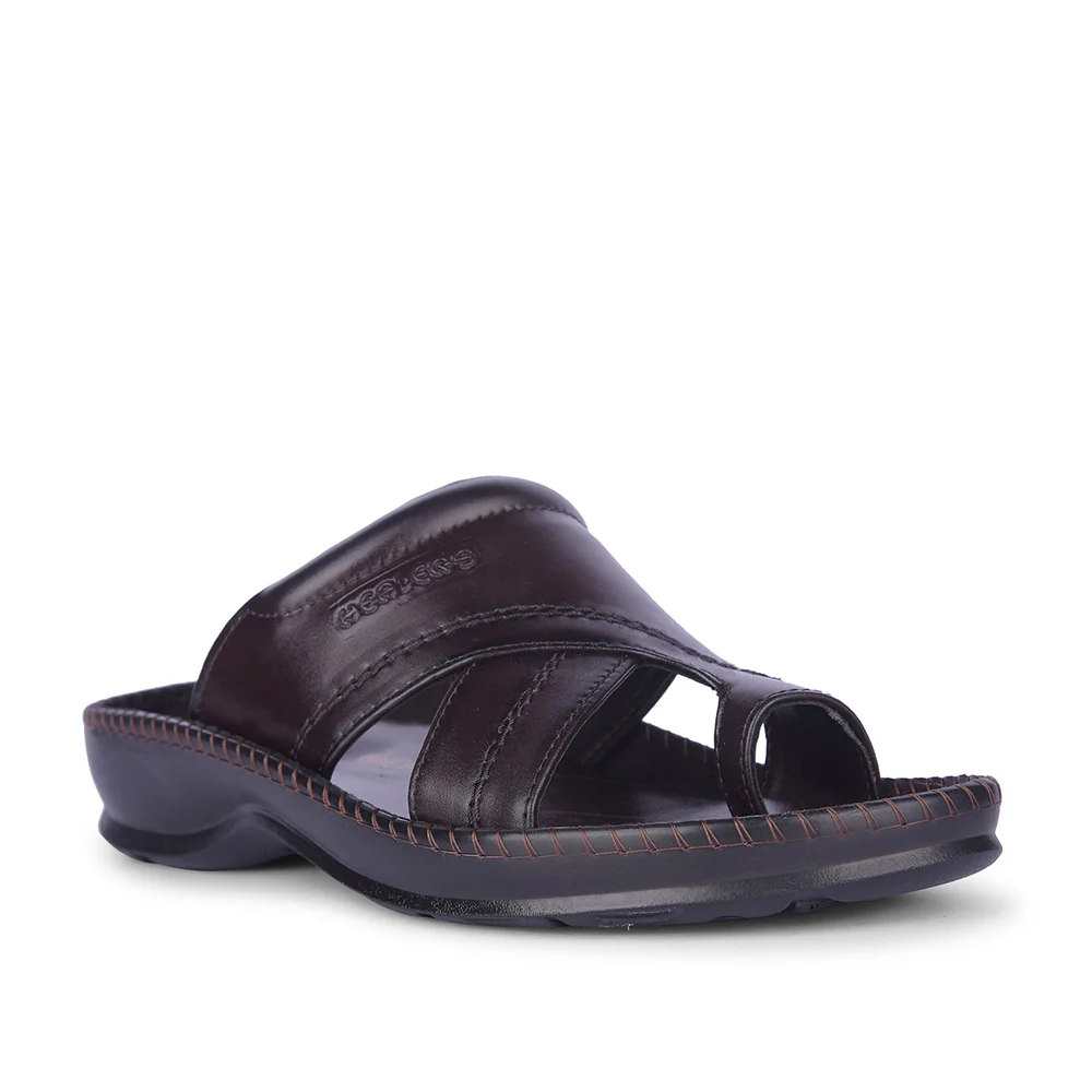 Healers Brown Casual Toe Ring Slipper For Men STEAMER92E By Liberty