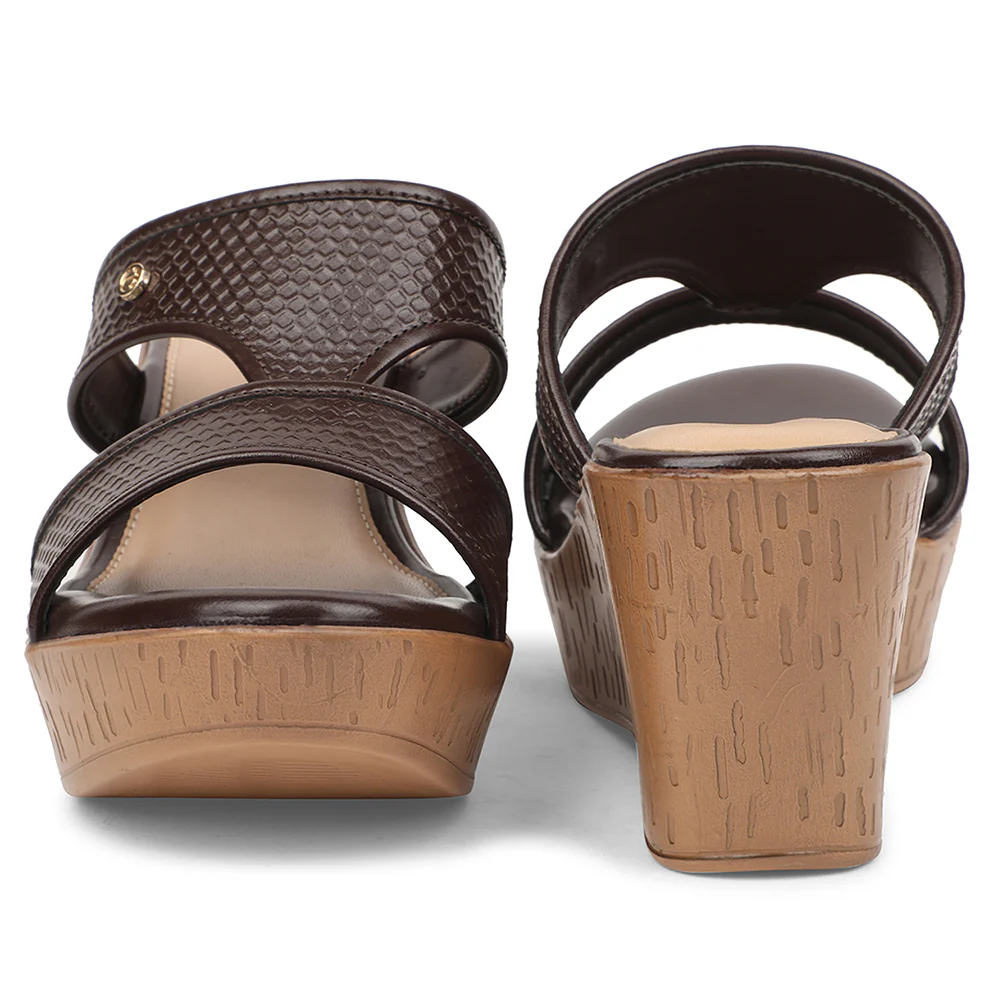 Healers Brown Casual Wedge Heel Sandal For Women JFL-21 By Liberty - Image 6