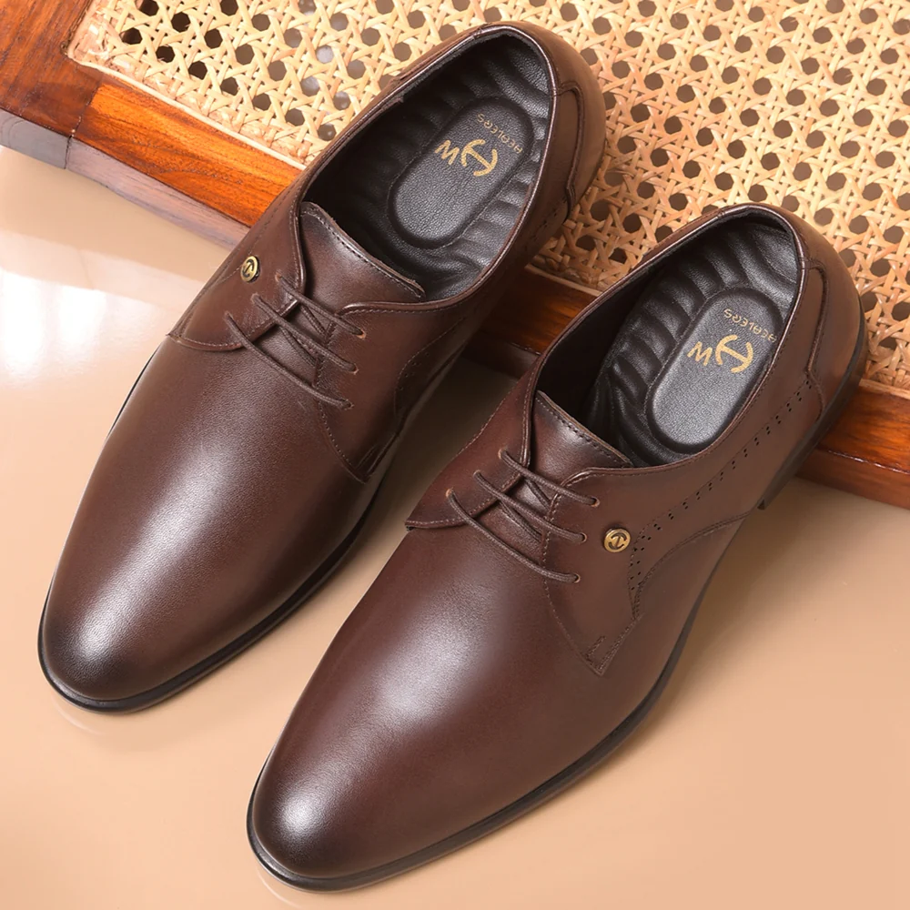 Healers Brown Formal Lacing Derby Shoes For Men SCL-12 By Liberty - Image 4