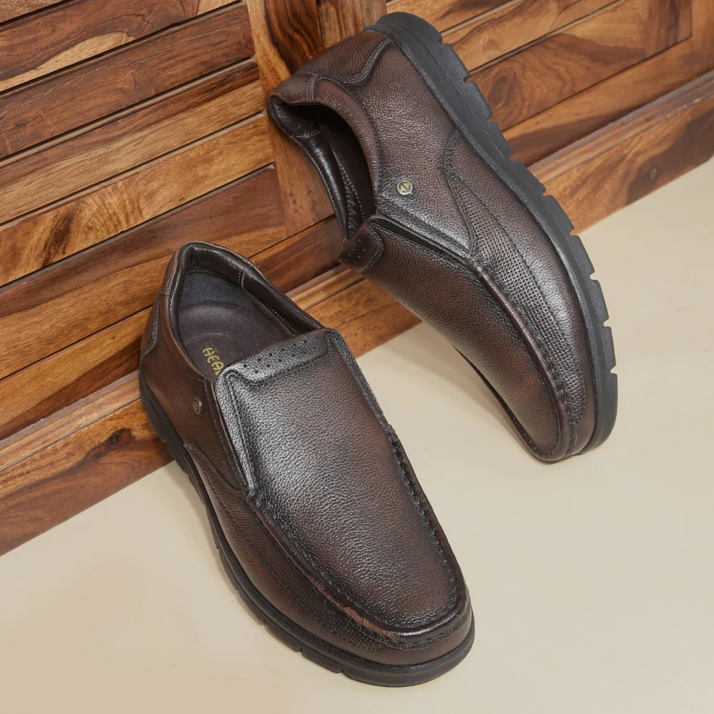 Healers Brown Formal Non Lacing Moccasin For Men OSL-22 By Liberty - Image 4