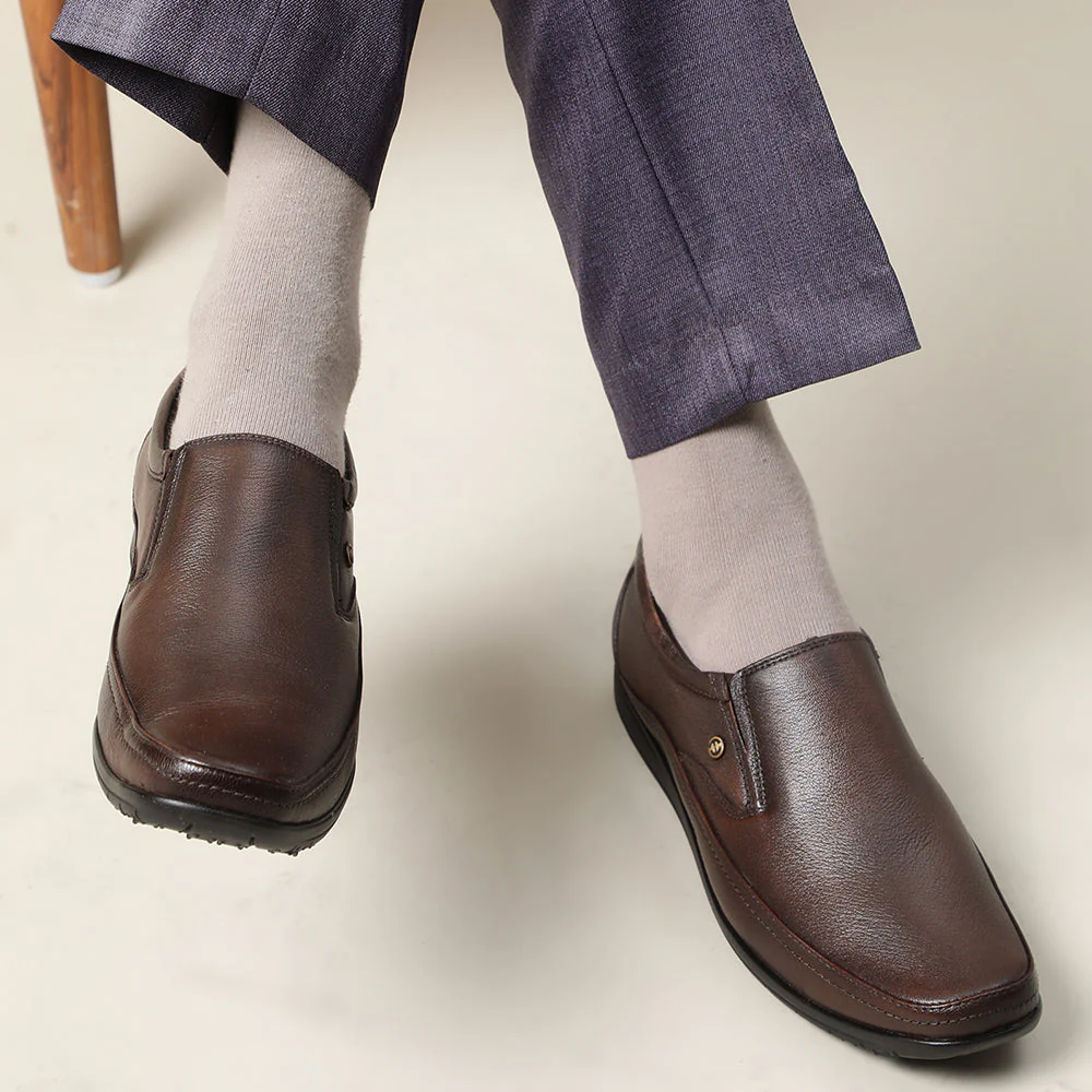 Healers Brown Formal Non Lacing Shoes For Men HA1-11 By Liberty - Image 3