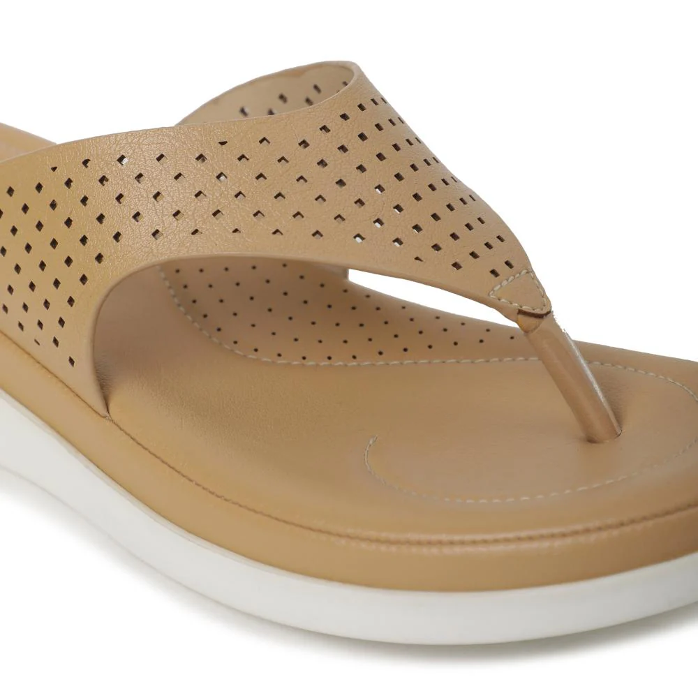 Healers Casual Beige Flip Flop For Women JD-40 By Liberty - Image 5