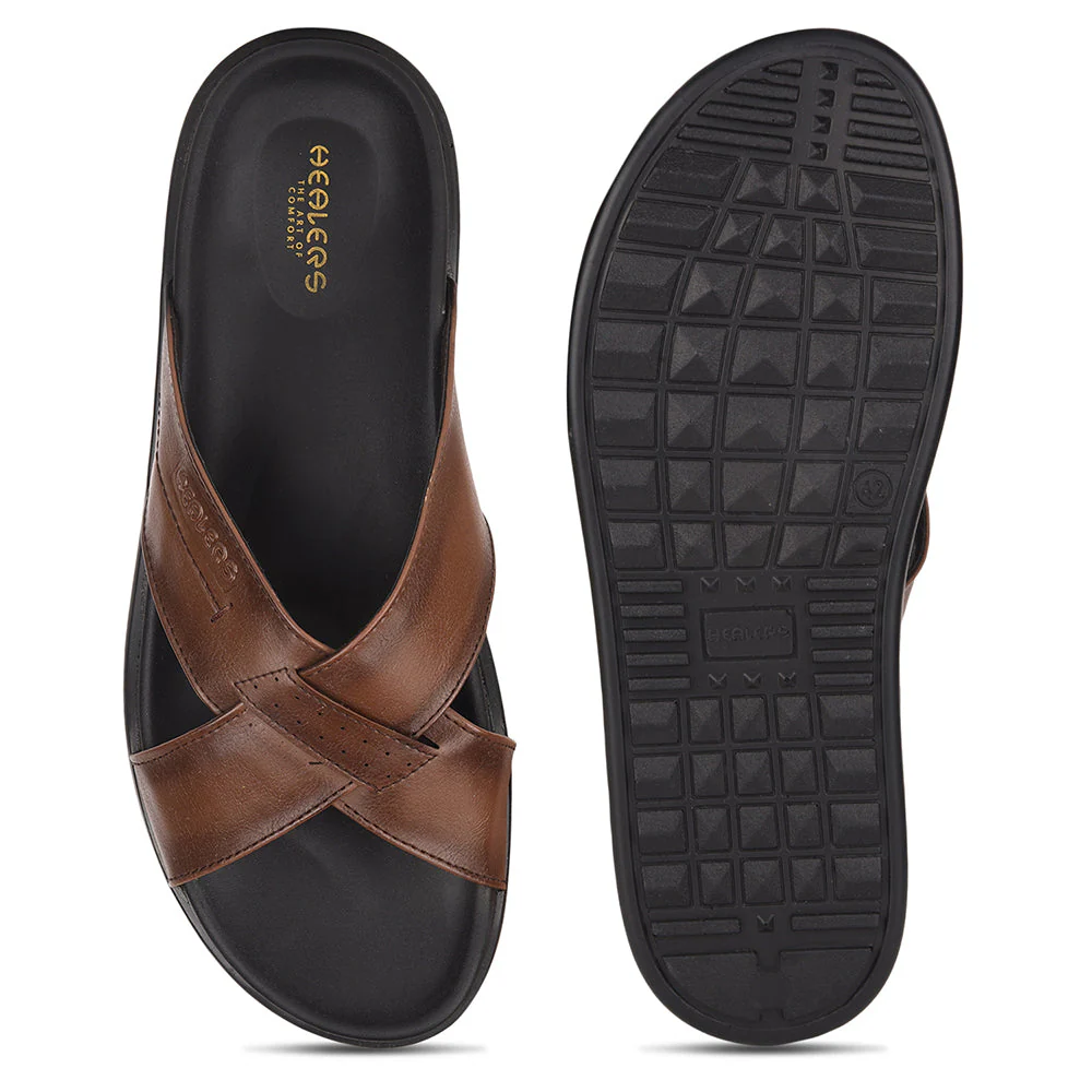 Healers Casual Tan Slippers For Men LEEKS-2 By Liberty - Image 6
