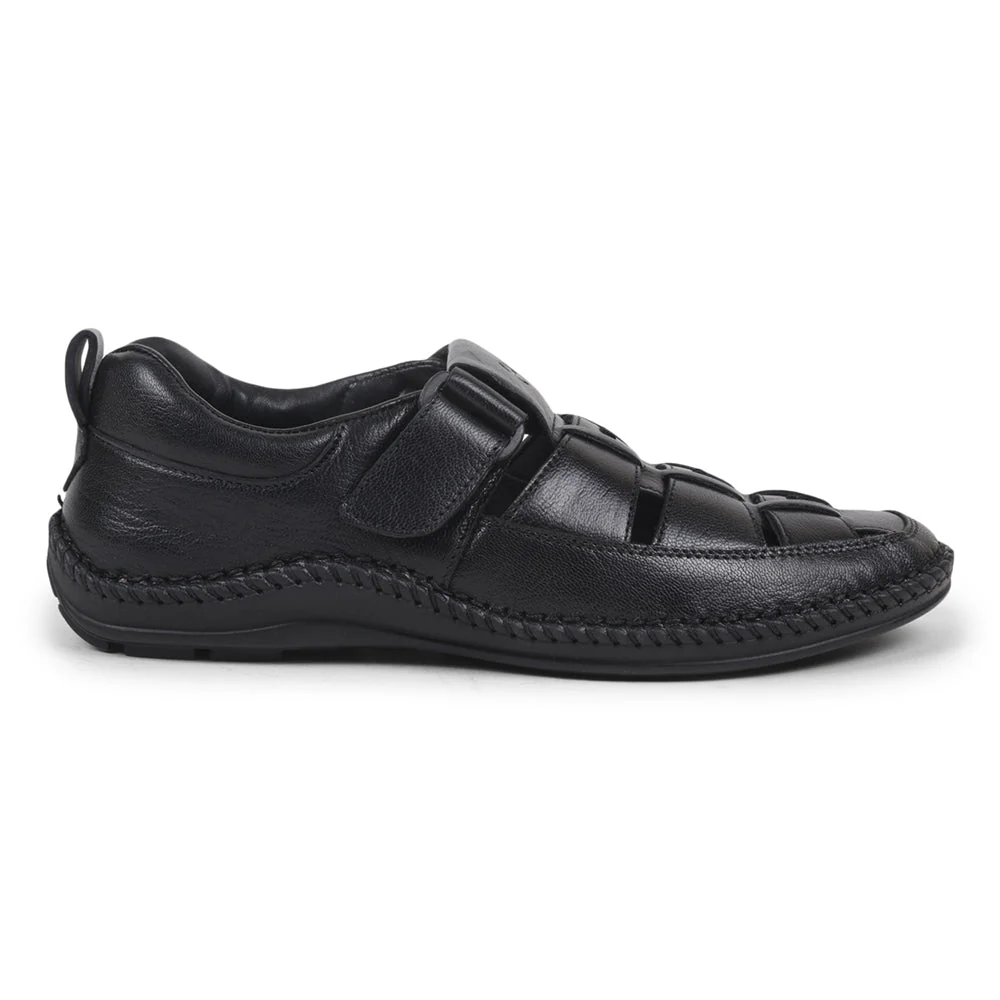 Healers Casual Black Sandal For Men VCL-39 By Liberty - Image 2