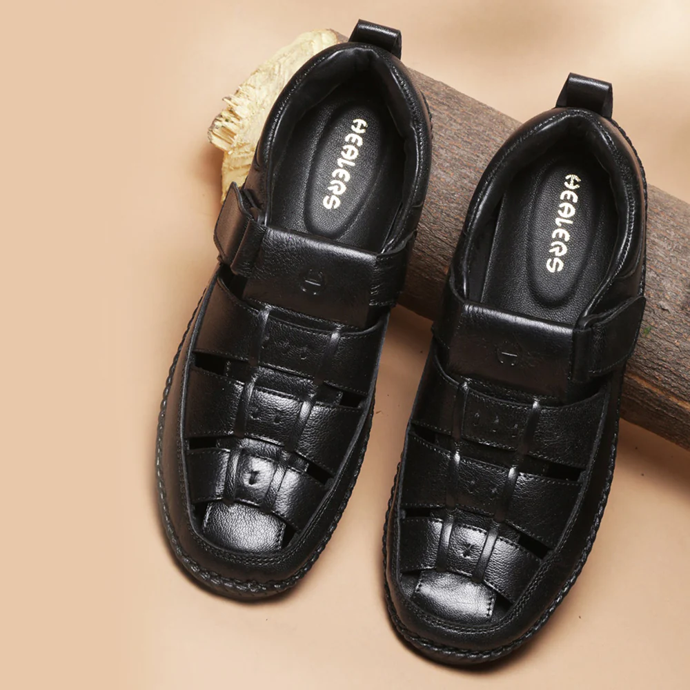 Healers Casual Black Sandal For Men VCL-39 By Liberty - Image 4